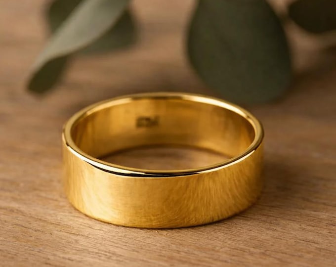 Gold Plated 925 Sterling Silver Band Ring, Unisex, Personalized Engraving
