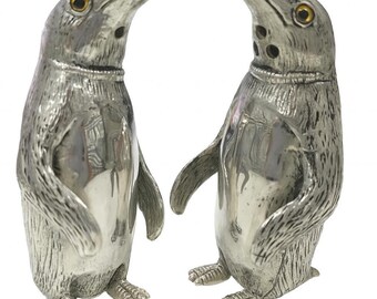 アンティークスタイルのペンギンの塩コショウ入れ 925スターリング