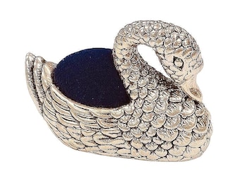 Antique Inspired Collectable Swan Pin Cushion 925 Sterling Silver