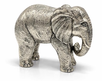 Silver Plated Elephant Ornament Vintage Inspired Miniature Animal Figurine