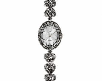 Vintage Marcasite Sterling Silver Bracelet Watch, Elegant Women’s Dress Watch