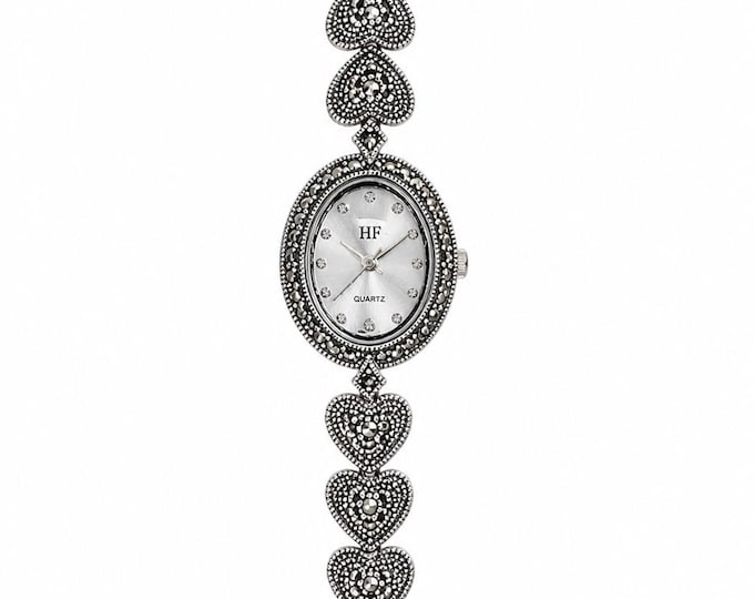 Vintage Marcasite Sterling Silver Bracelet Watch, Elegant Women’s Dress Watch