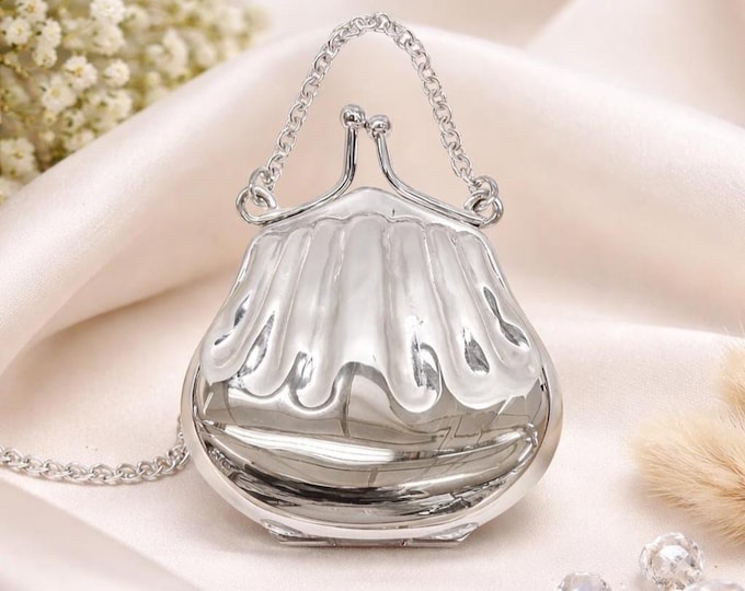 Sterling Silver Heart Purse Locket Necklace, Vintage Charm Pendant