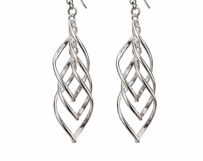 Sterling Silver Celtic Knot Drop Earrings - Elegant Twisted Dangle
