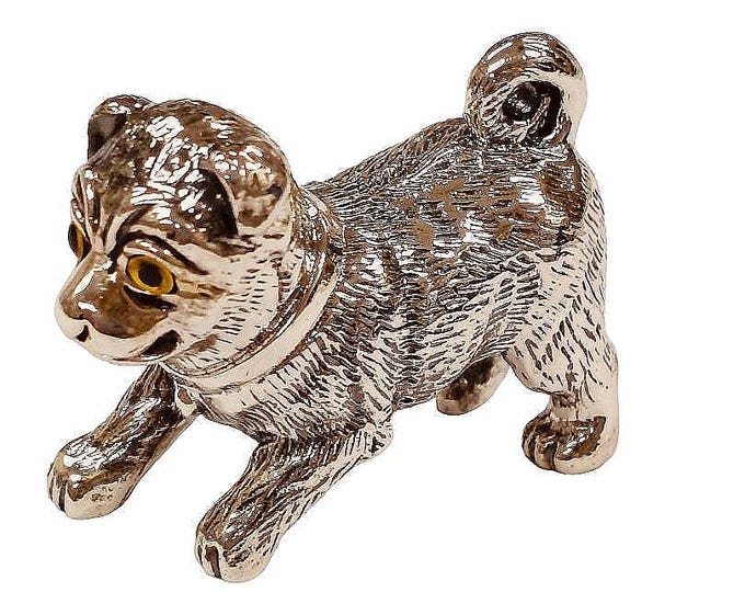 Antique Inspired Collectable Puppy Dog Figurine 925 Sterling Silver