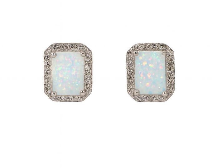 Gilson Opal Stud Earrings 925 Sterling Silver Hallmarked