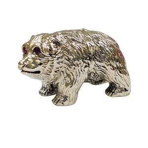 Antique Inspired Collectable Bear Figurine Ruby Eyes 925 Sterling Silver