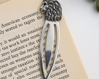 925 Sterling Silver Lion Head Bookmark Metal Page Marker, Unique Gift for Book Lovers, Literary Accessory for Men and Women