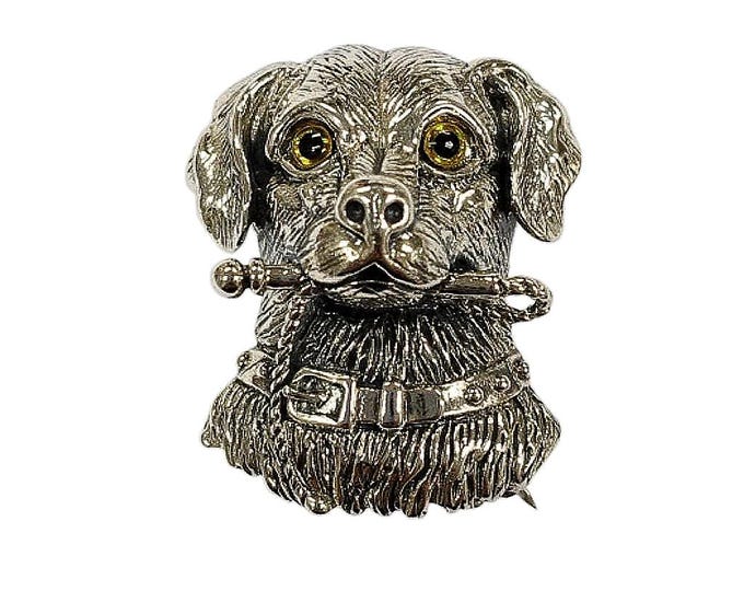 Antique Inspired Dog Brooch Pendant Collectable 925 Sterling Silver