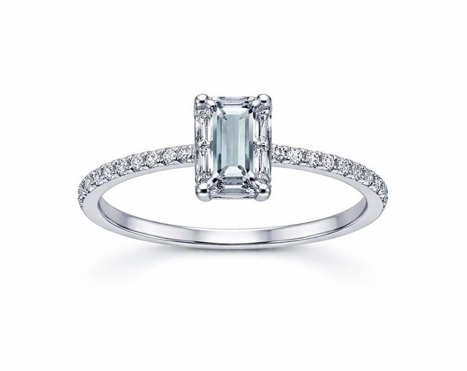 Solitaire Ring in 925 Sterling Silver Pavé Band Ring Minimalist Jewellery Gift for Her