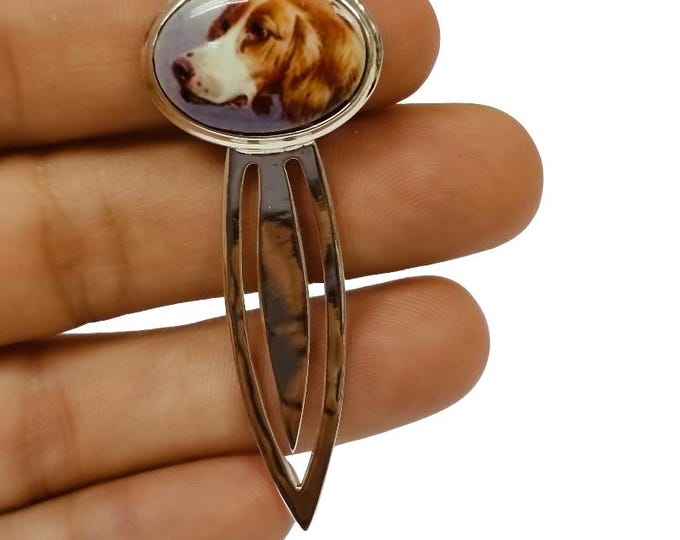 Antique Style Enamel Dog Bookmark 925 Sterling Silver Book Lover Gift Graduation Gift Dog Lover Gift