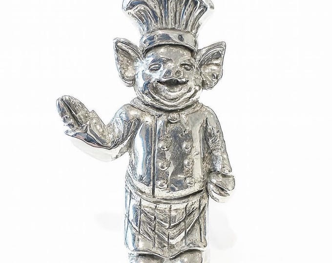 Vintage Sterling Silver Pig Chef Brooch Animal Jewelry, Collectible Cook Gift, Retro Kitchen Theme Pin