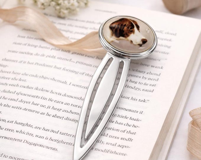 Antique Style Enamel Dog Bookmark, 925 Sterling Silver