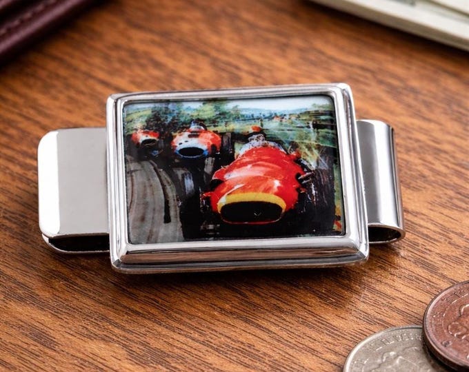 Vintage Style Racing Car Money Clip 925 Sterling Silver Gentleman’s Wallet Clip Classic Car Gift for Him