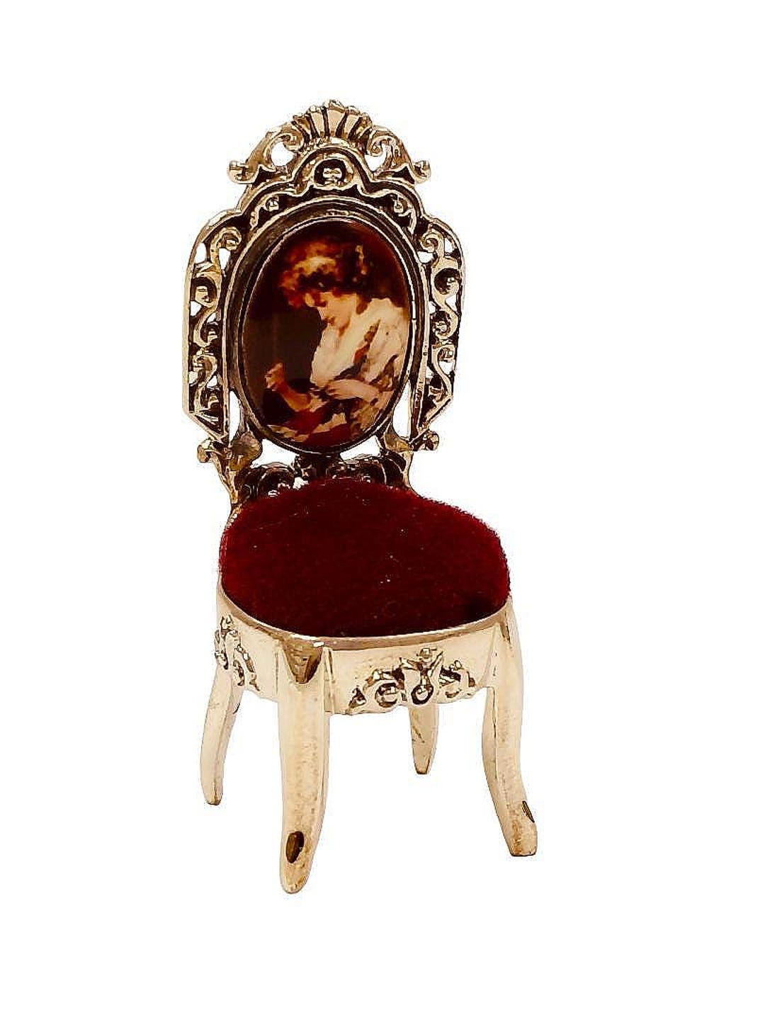 Antique Inspired Collectable Chair Enamel Lady Sewing Pin Cushion 925 ...