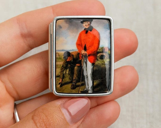 Vintage Battle Scene Pill Box 925 Sterling Silver Pill Box Vintage Style Novelty Trinket Box, Collectible Miniature Keepsake