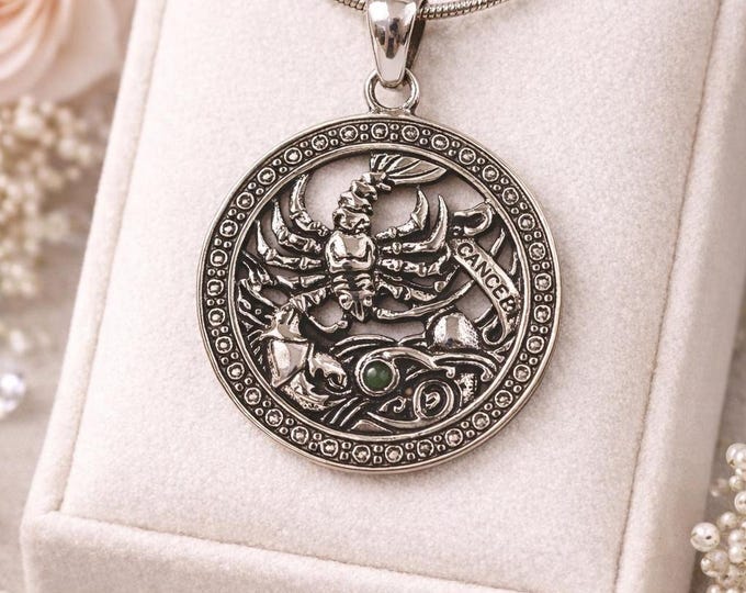 Astrology Horoscope Cancer Zodiac Sign Pendant 925 Sterling Silver Gift