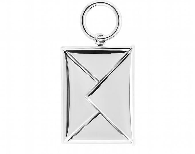Sterling Silver Envelope Locket Pendant Stamp Case, Classic Rectangular Design