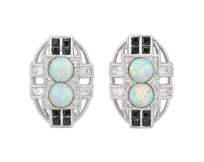 Opal Stud Earrings 925 Sterling Silver Hallmarked