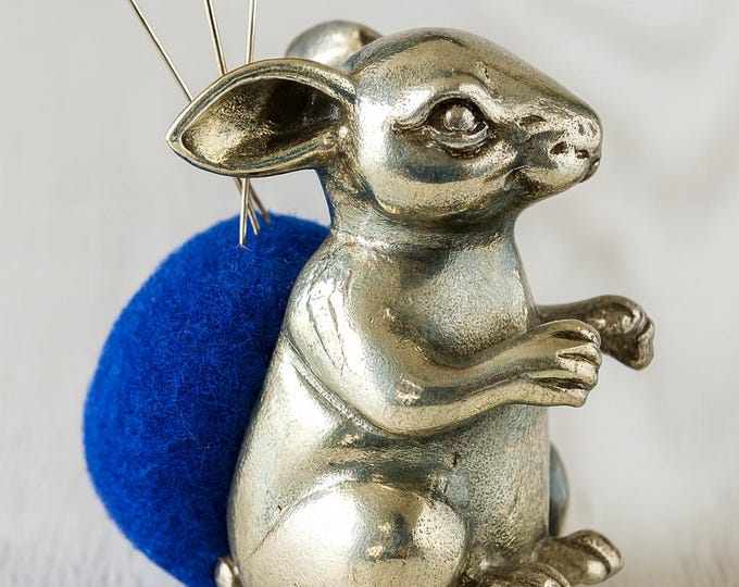 Antique Inspired Collectable Rabbit Pin Cushion 925 Sterling Silver
