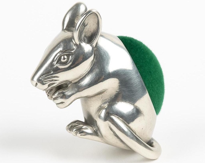 Antique Inspired Collectable Mouse Pin Cushion 925 Sterling Silver