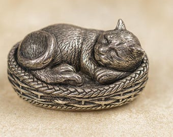 Vintage Style Silver Plated Cat Figurine Collectible Antique Inspired Gift