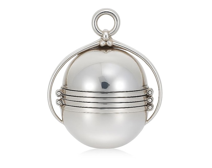 Art Nouveau Sterling Silver Photo Locket, Memory Orb Pendant