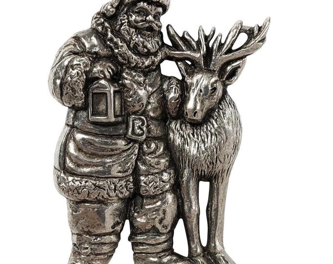 Vintage Santa Claus Reindeer Brooch Christmas Holiday Jewelry Festive Winter Xmas Gift for Her Collectible Lapel Pin