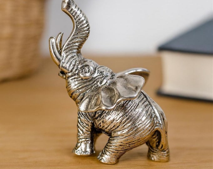 925 Sterling Silver Elephant Figurine Lucky Elephant Home Decor, Collectible Miniature Animal Statue, Good Luck Gift