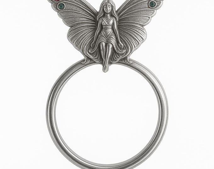 Antique Inspired Collectable Ruby Fairy Magnifying Glass Pendant 925 Sterling Silver