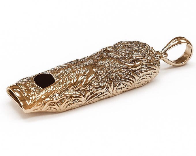 Sterling Silver Dog Whistle Pendant, Antique Style Animal Lover Gift