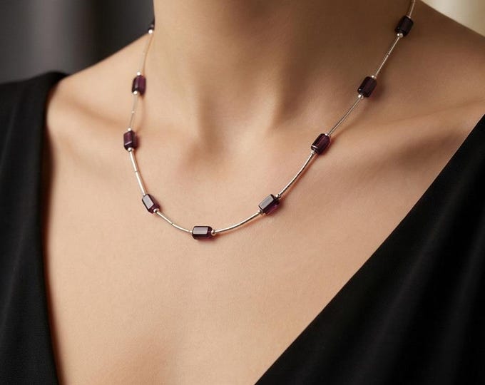 Garnet 925 Sterling Silver Necklace