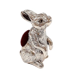 Antique Inspired Collectable Rabbit Hare Pin Cushion 925 Sterling Silver