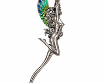 Sterling Silver Fairy Brooch, Plique-à-Jour Butterfly Wings