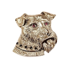 Edwardian Style Schnauze Dog Pendant and Pin Brooch with Ruby and Emerald Stones 925 Sterling Silver