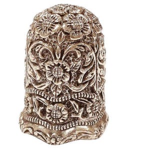 Antique Inspired Floral Thimble 925 Sterling Silver