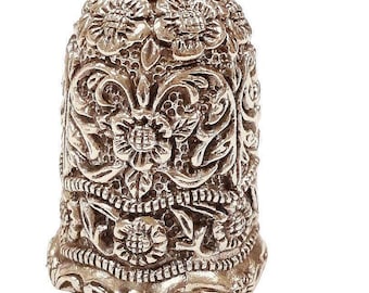 Antique Inspired Floral Thimble 925 Sterling Silver