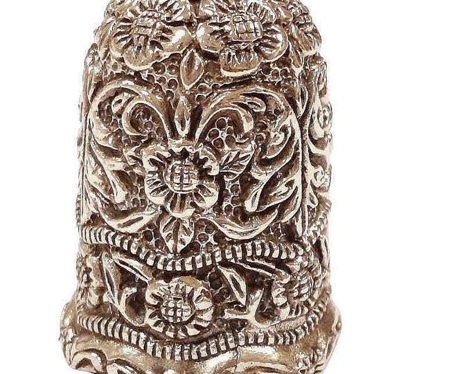 Antique Inspired Floral Thimble 925 Sterling Silver
