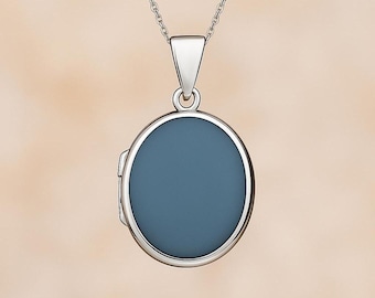 Sterling Silver Blue Gilson Opal Locket Necklace, Vintage Keepsake