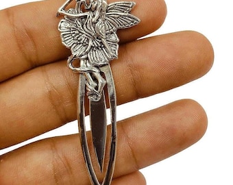 Antique Style Fairy Emerald Bookmark 925 Sterling Silver Book Lover Gift Graduation Gift