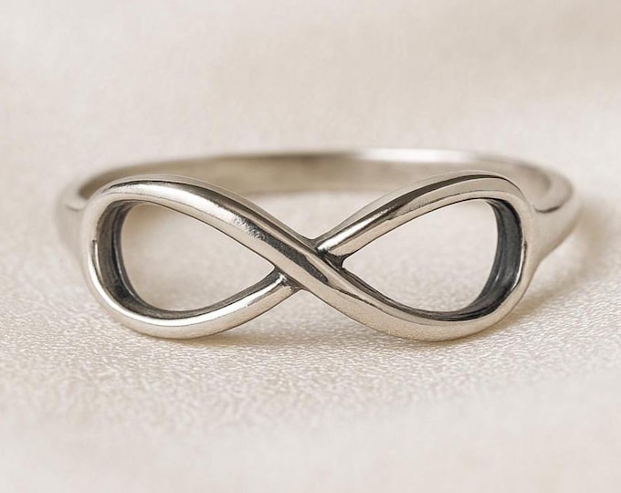 925 Sterling Silver Infinity Ring Minimalist Promise Ring, Symbol of Eternal Love, Simple Dainty Silver Band for Women