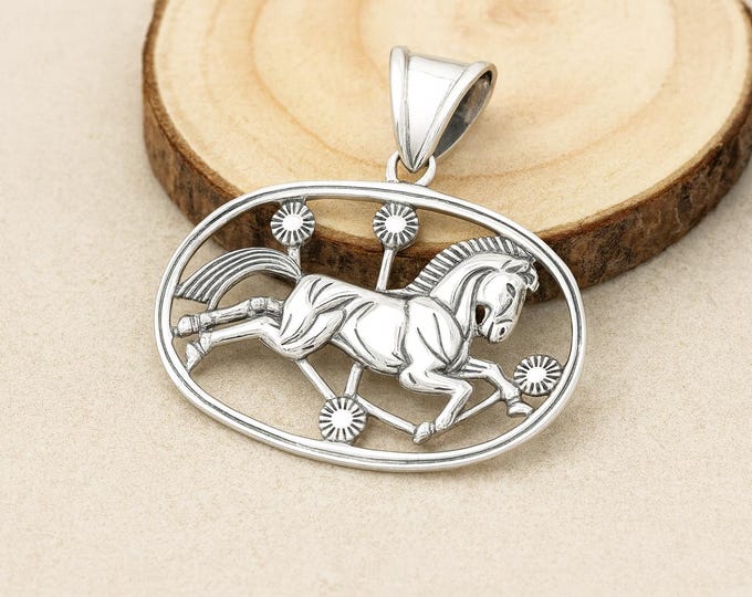 Antique Inspired Horse Pendant 925 Sterling Silver