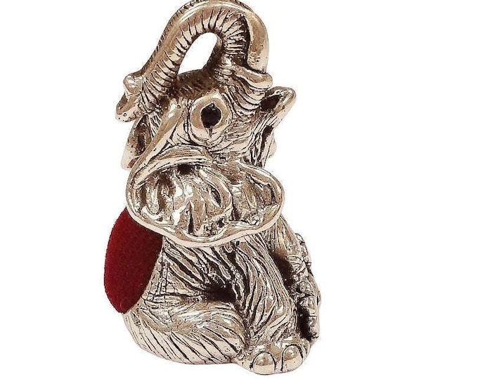 Antique Inspired Collectable Sapphire Sitting Elephant Pin Cushion 925 Sterling Silver
