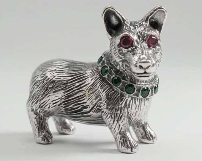 Antique Inspired Collectable Dog Figurine 925 Sterling Silver
