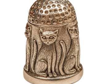 925 Sterling Silver Cat Thimble Antique Style Collectible Sewing Thimble with Detailed Feline Design Vintage Inspired Sewing Accessory