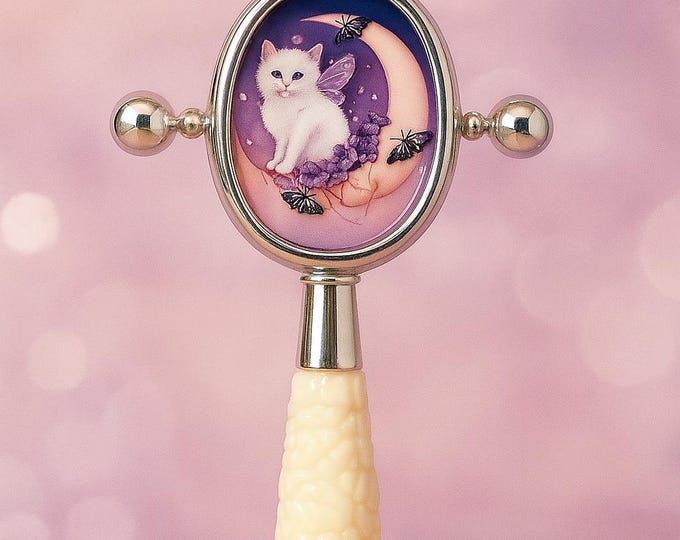 Sterling Silver Baby Rattle: Floral Handle, Keepsake Gift