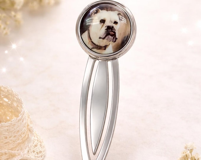 Enamel Bulldog Bookmark, 925 Sterling Silver, Book Lover Gift