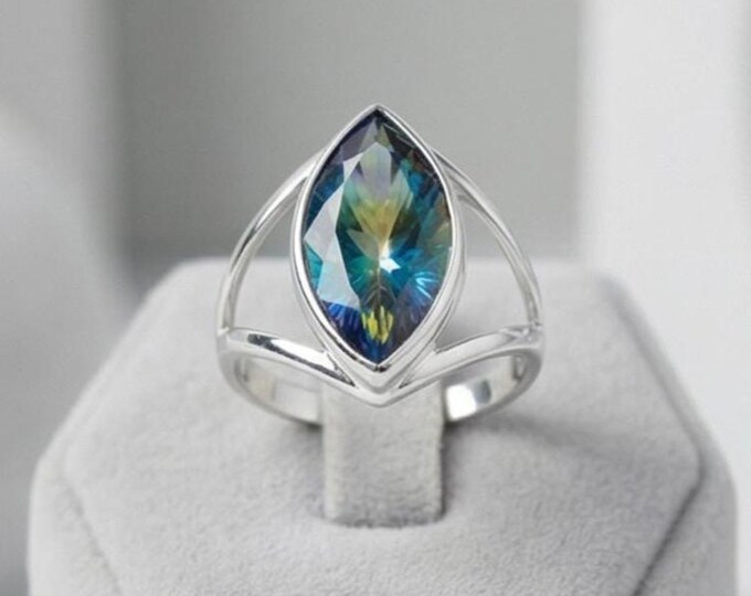 Mystic Topaz Ring 925 Sterling Silver