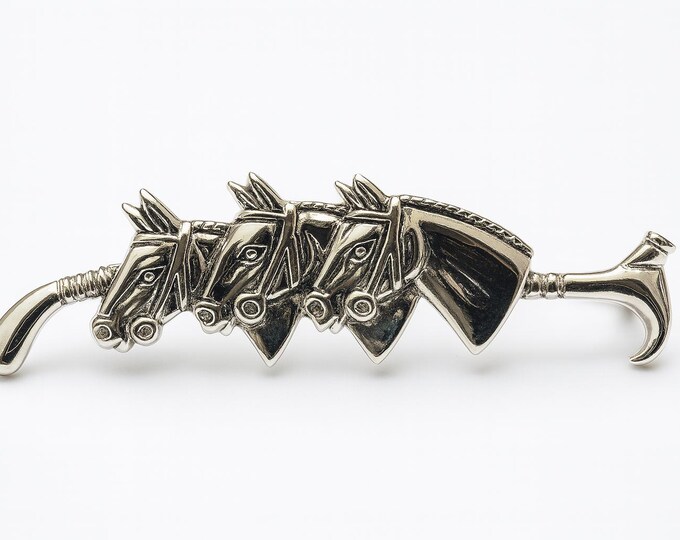 Antique Inspired Horse Brooch 925 Sterling Silver