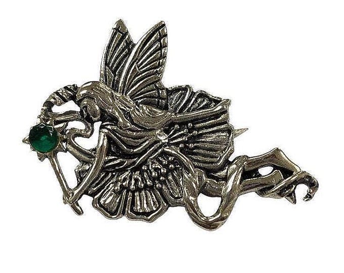 Antique Inspired Fairy Emerald and Ruby Brooch Emerald Eye 925 Sterling Silver